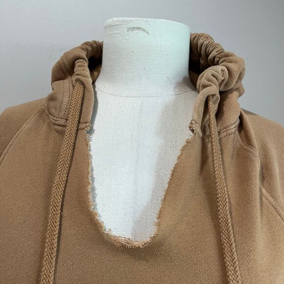 Aerie Tan Lounge Soft V Neck Oversized Cotton Blend Hoodie Size Small - Picture 9 of 10